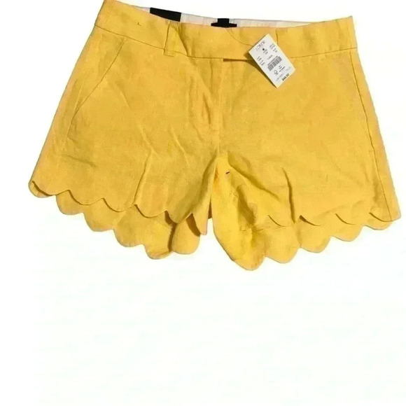 00 J Crew Scalloped Shorts yellow nwt - Picture 3 of 4